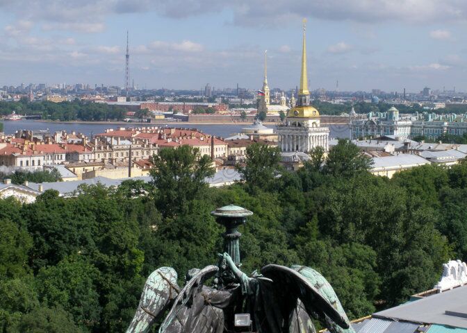 RU-Sankt-Petersburg-Newa-Isaak-Dom-Blick vom Isaak-Dom auf Sankt Petersburg und die Newa, Russland